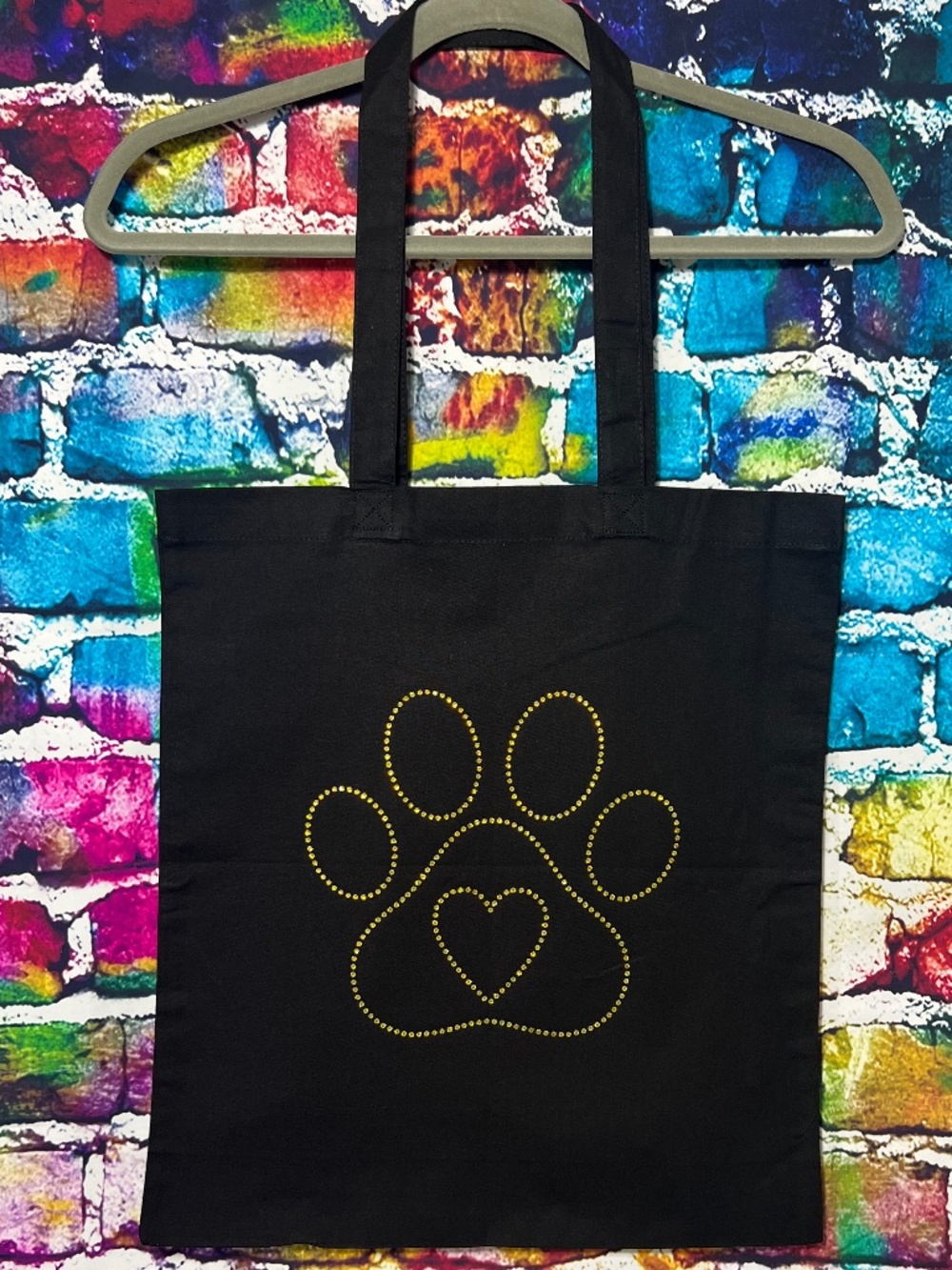 Paw with Heart Rhinestone Tote Bag [31R]